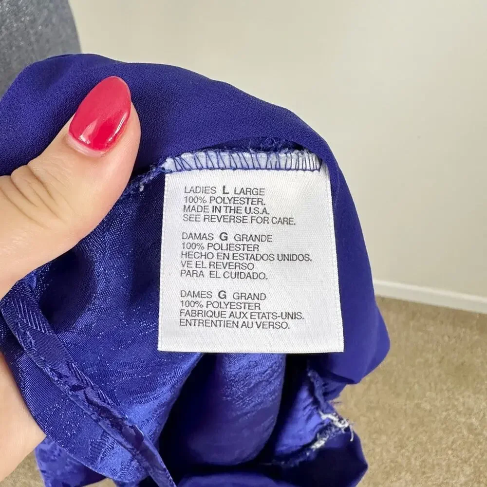 Vintage Featherbed Intimates Royal Blue Chemise Nightgown Size Large - Picture 5 of 5